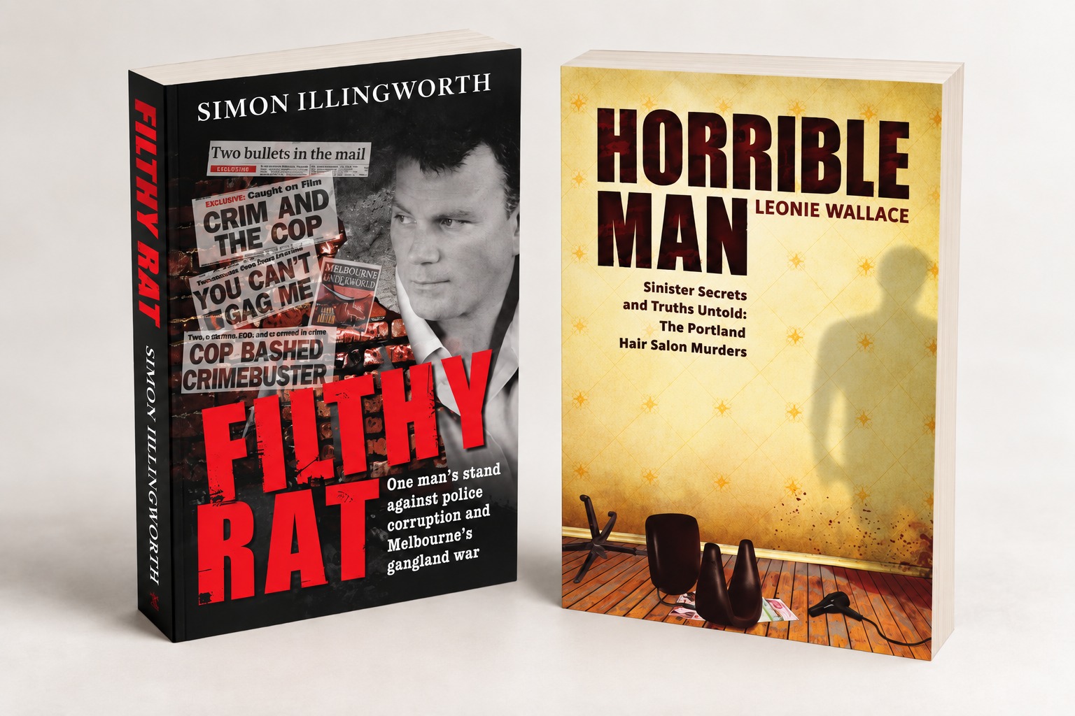 Horrible Man and Filthy Rat paperback books
